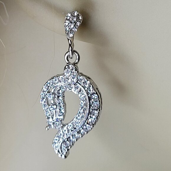 Clear Rhinestone Question Mark Earrings - Picture 2 of 6